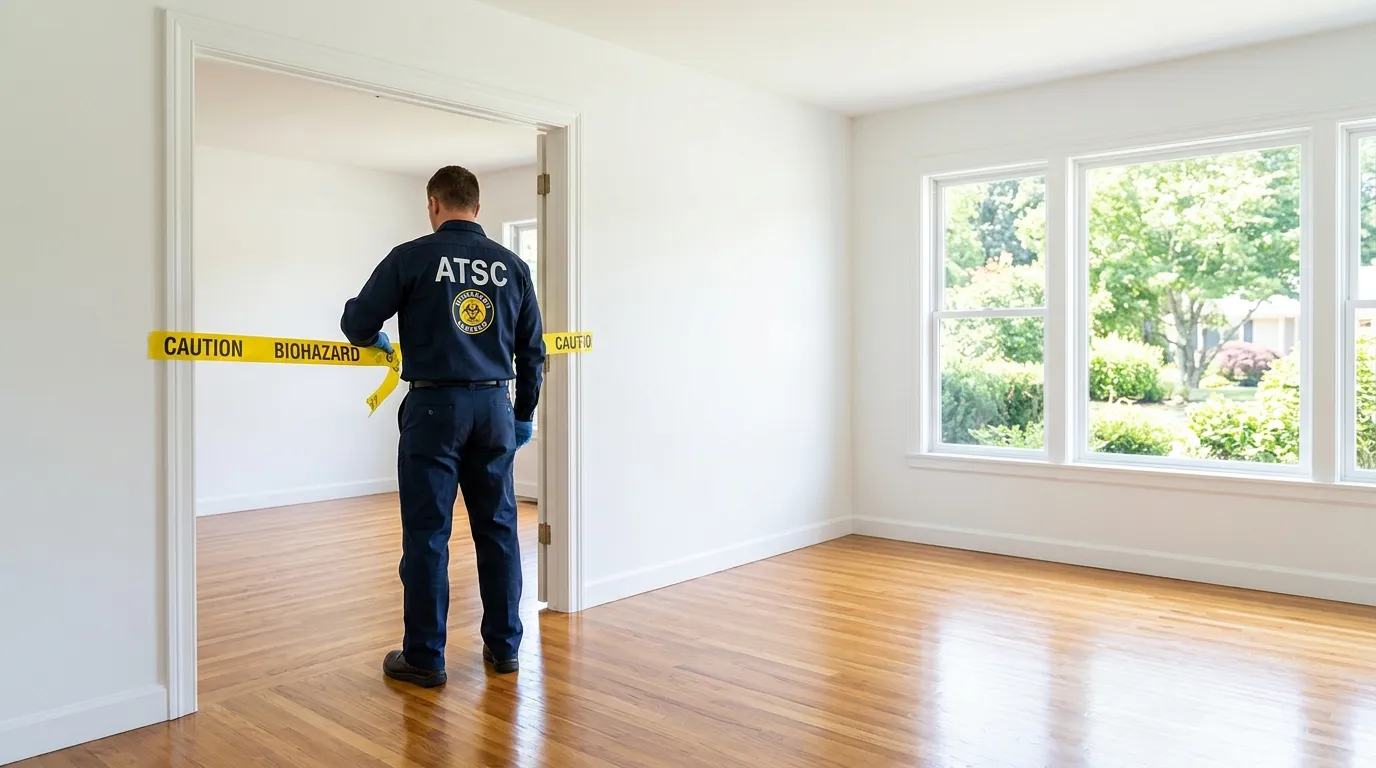 Certified biohazard cleanup crew performing Decomposition Cleanup in Franklin Square